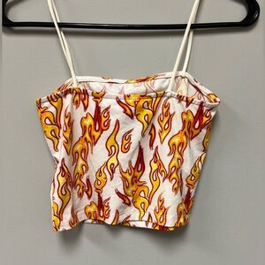 Crop top tank with flames